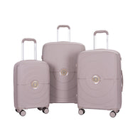 Hardshell Suitcase Double Spinner Wheels PP Luggage Sets Lightweight Durable Suitcase with TSA Lock, 3-Piece Set, Griege