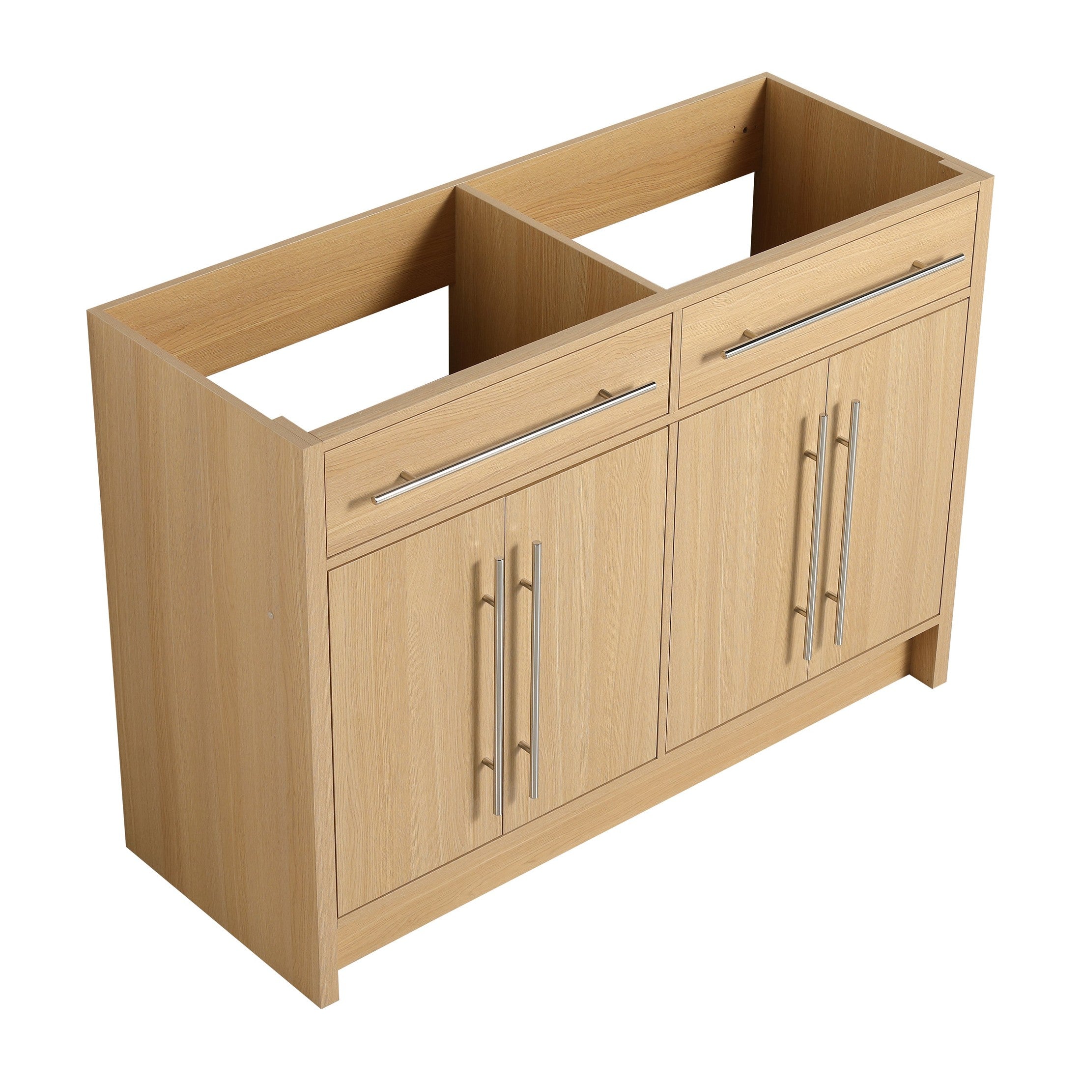 48' Freestanding Bathroom Vanity, 4-Soft Closing Door, Original Oak, Plywood, KD-PACKING, (Only Vanity, Excluding Sink)