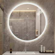 Round LED bathroom mirror with light, wall-mounted vanity mirror, anti-fog, adjustable color temperature and dimming function, suitable for makeup mirrors in bedrooms and bathrooms