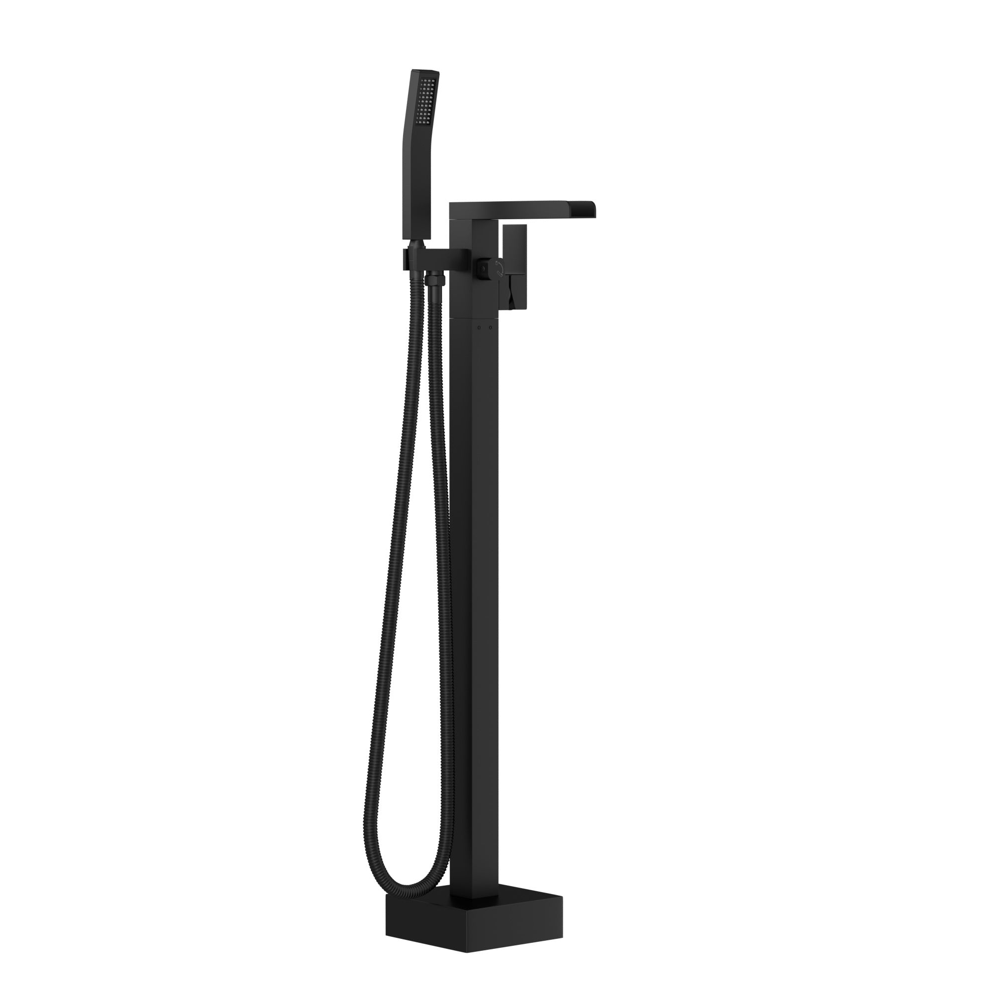 Matte Black Freestanding Bathtub Faucet with Waterfall Tub Filler and Hand Shower