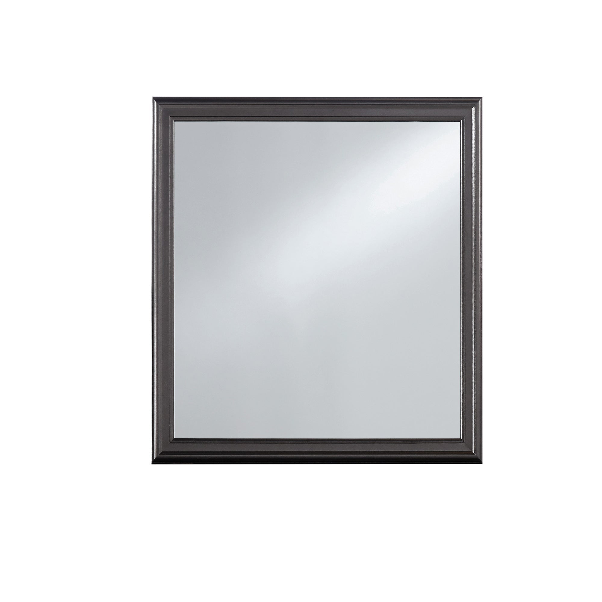 Contemporary Shaker Crocodile Mirror with Beveled Glass in Metallic Grey, Solid Wood and MDF, 38.19'