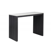 47 in. Faux Marble Sled Counter Height Dining Table (Seat for 2), Wood Frame Bar Table, Black/Beige