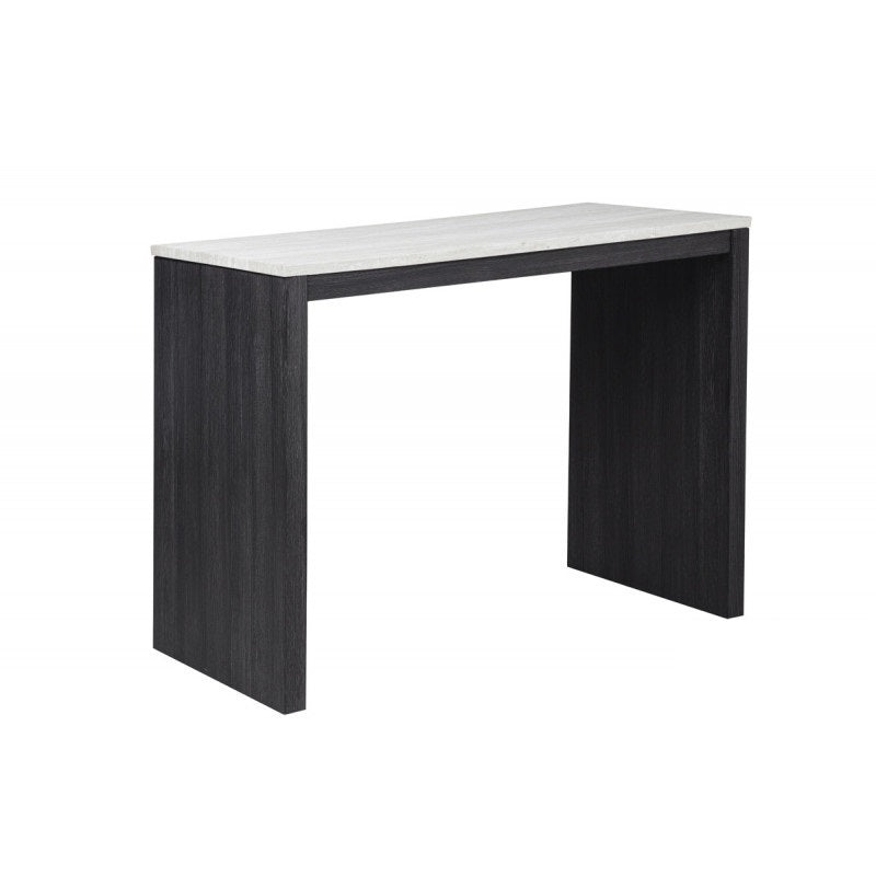 47 in. Faux Marble Sled Counter Height Dining Table (Seat for 2), Wood Frame Bar Table, Black/Beige