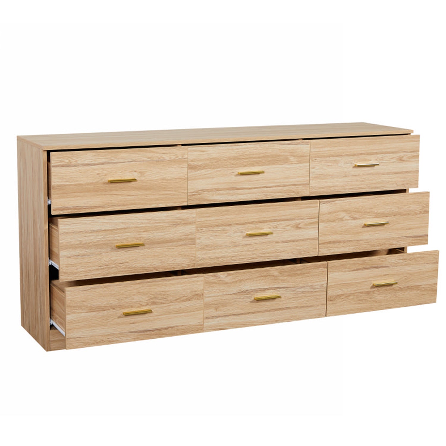 Modern Natural 9-Drawer Dresser for Bedroom - Ample Storage, Sturdy & Safe, Engineered Wood