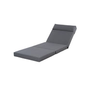 OUTDOOR FURNITURE RECLINING CHAIR CUSHIONS WITH HEADREST, HIGH-DENSITY FOAM CHAIR CUSHION WITH TIES, WEATHER RESISTANT - PATIO RECLINER CHAIRS CUSHIONS FOR LAWN, POOL & BEACH, DARK GREY 3-FOLD DESIGN