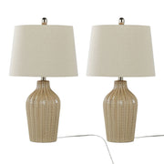 Rockwell 23' Contemporary Ceramic Table Lamp in Cuban Sand Ceramic, Polished Nickel and Natural Linen Shade from Grandview Gallery by LumiSource - Set of 2