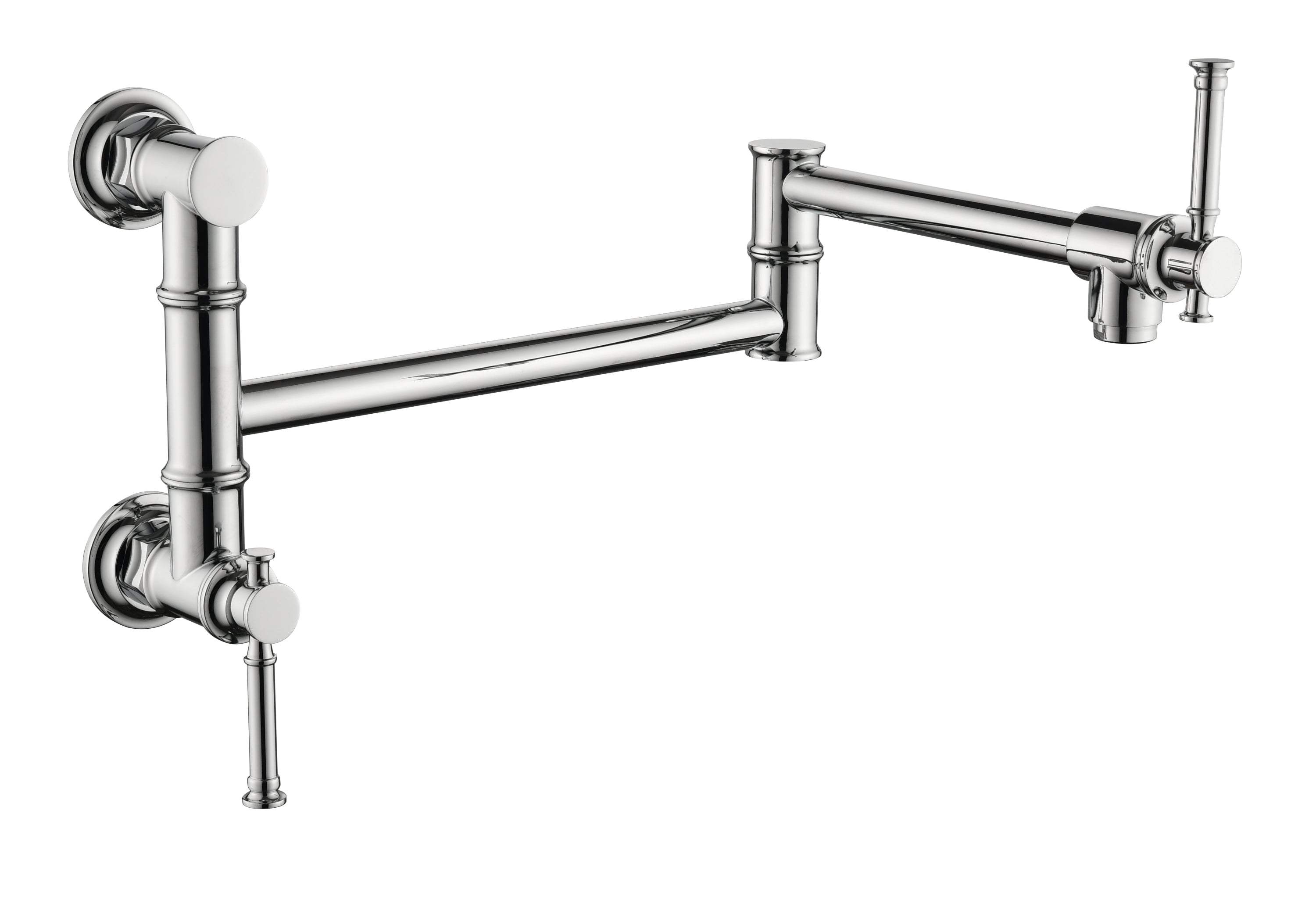 Wall mounted Pot Filler Faucet, Modern Brass Pot Filler Two-Attachment Wall Mount Folding Kitchen Pot Filler Swing Arm