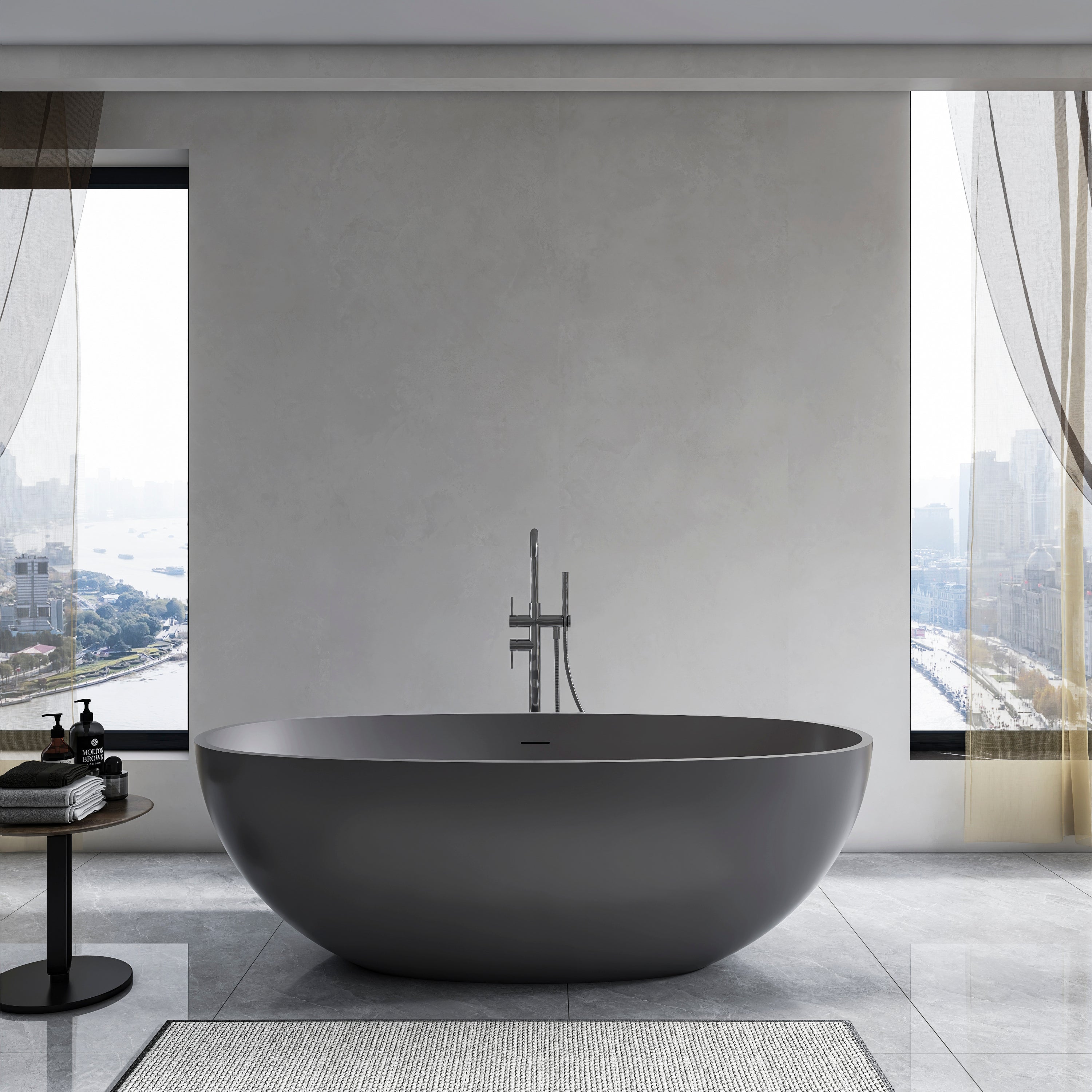 65.2 inch freestanding solid surface soaking bathtub for bathroom