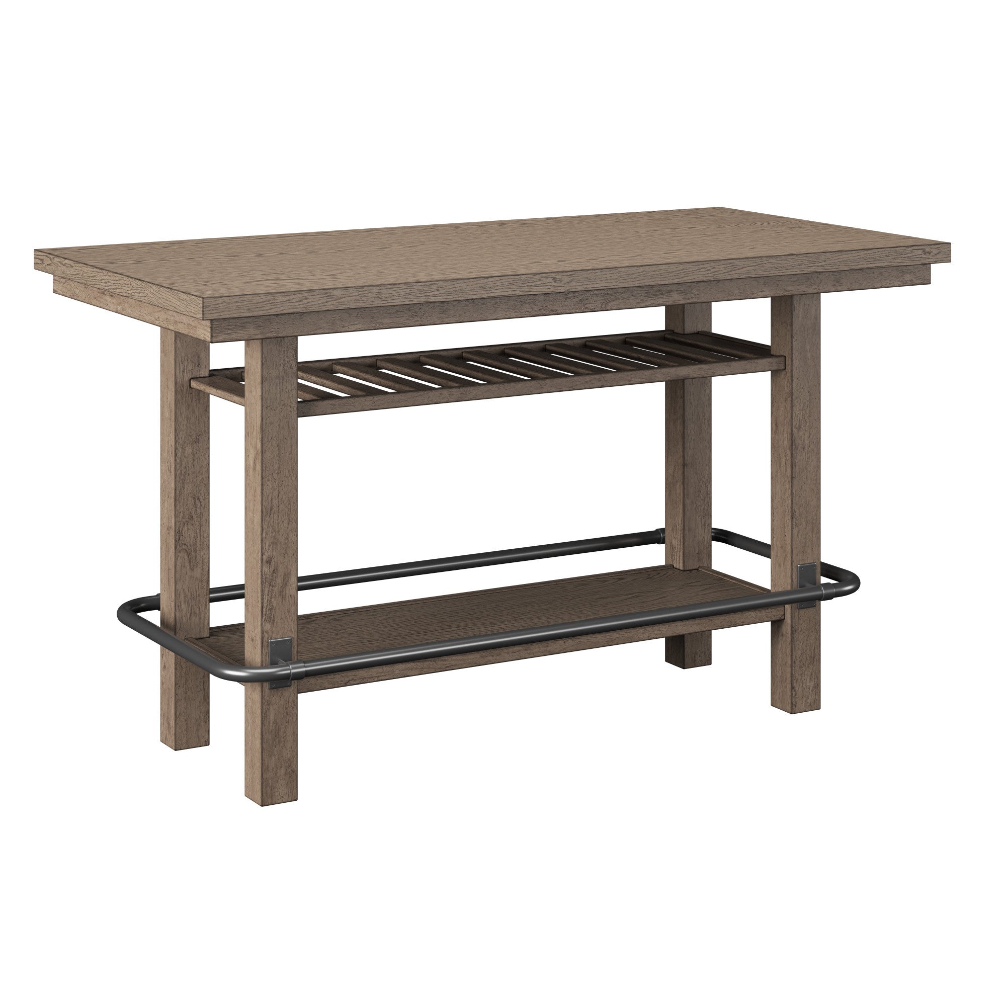 Pecan Brown Bar Height Storage Table with Wood Construction, 72' Wide x 32' Deep x 42' High