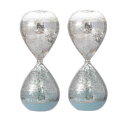 Set of 2, 3.2x3.2x8' Peleus 30-Minute Silvered Hourglass, Jade Sand