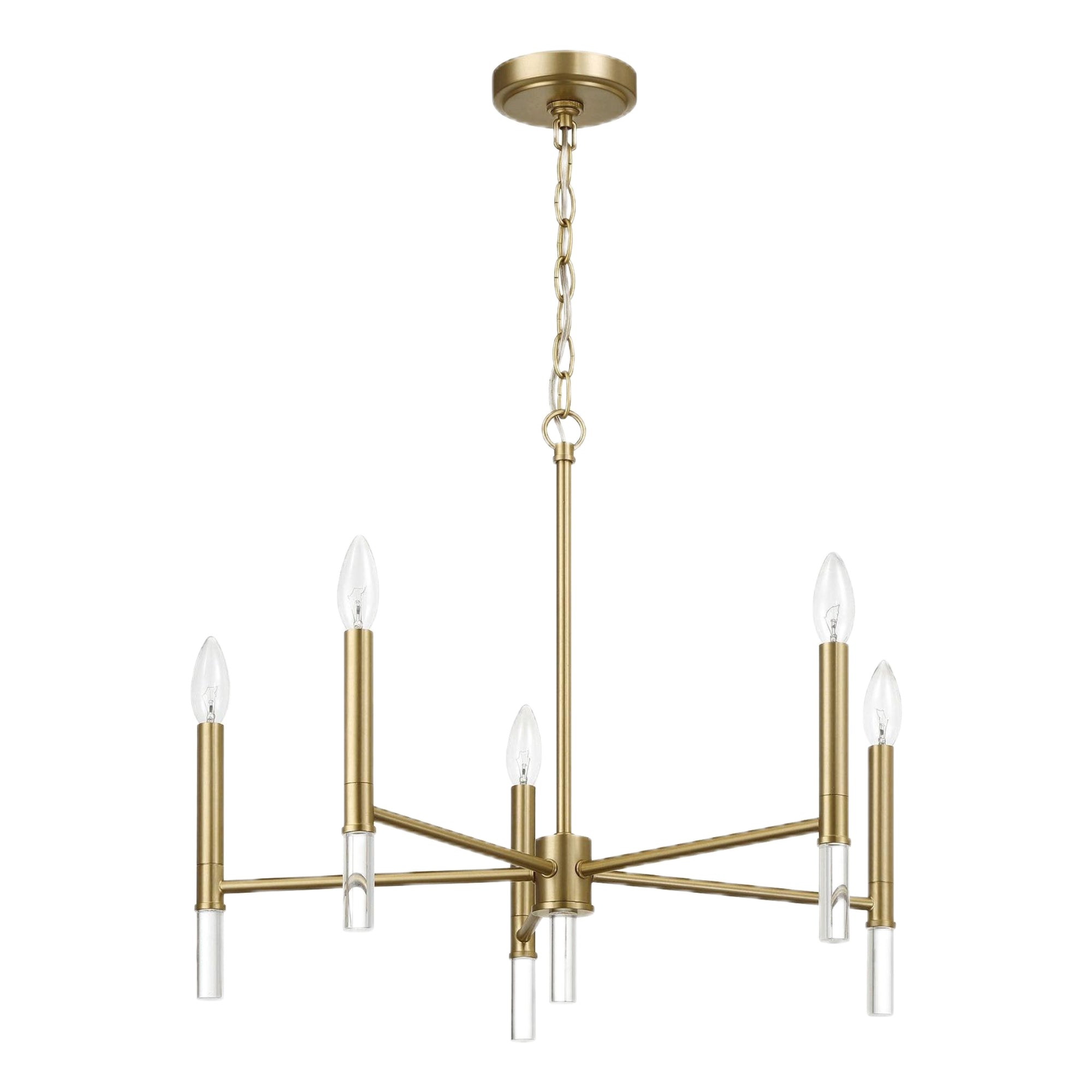 Courtyard Five Light Golden Brass Candle Light Chandelier 24'W × 17.75'H Elegant Lighting Fixture