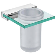 Dax Venice Bathroom Single Tumbler Toothbrush Holder Tempered Clear Glass Brushed Finish
