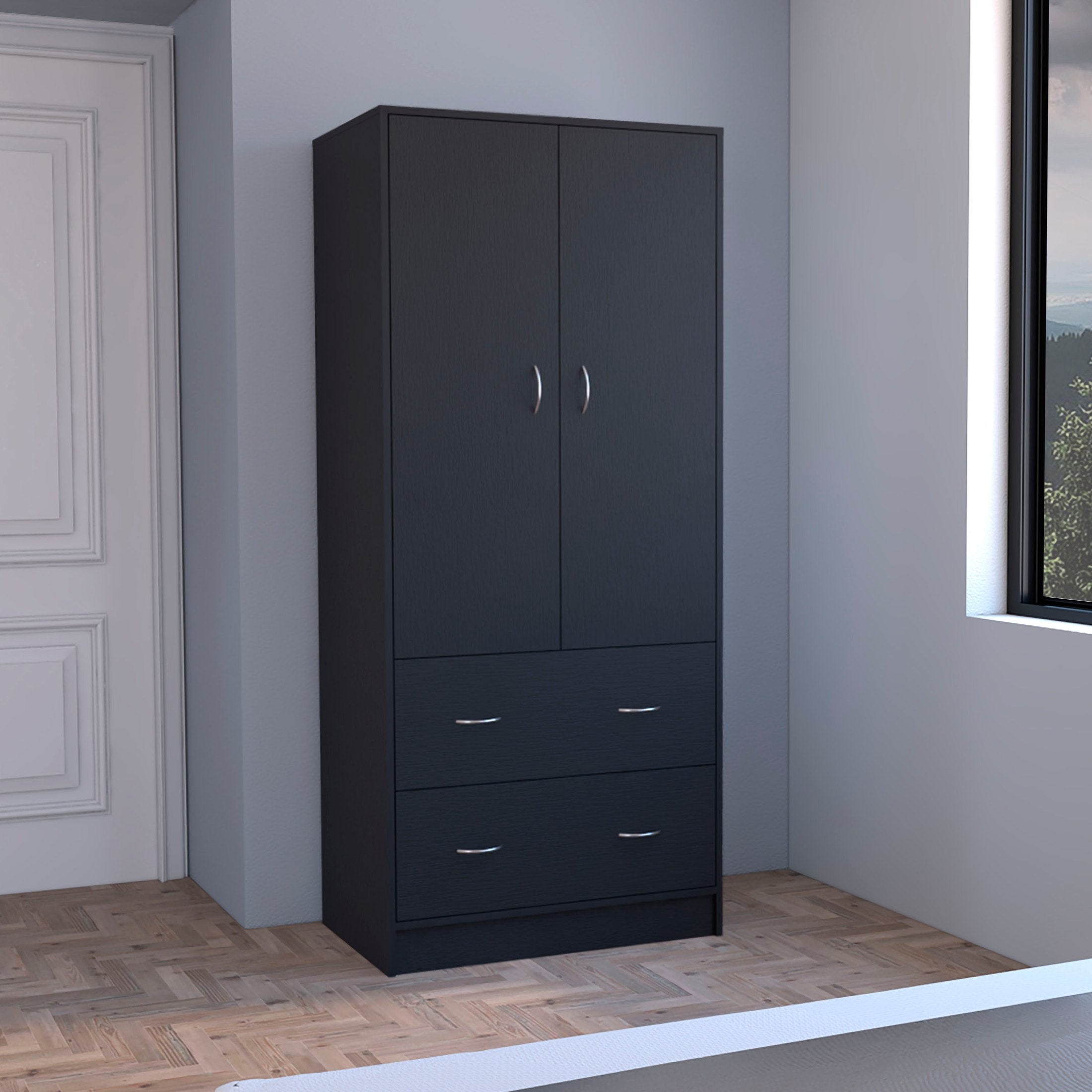 Taly 2-Doors 2-Drawers Armoire Black