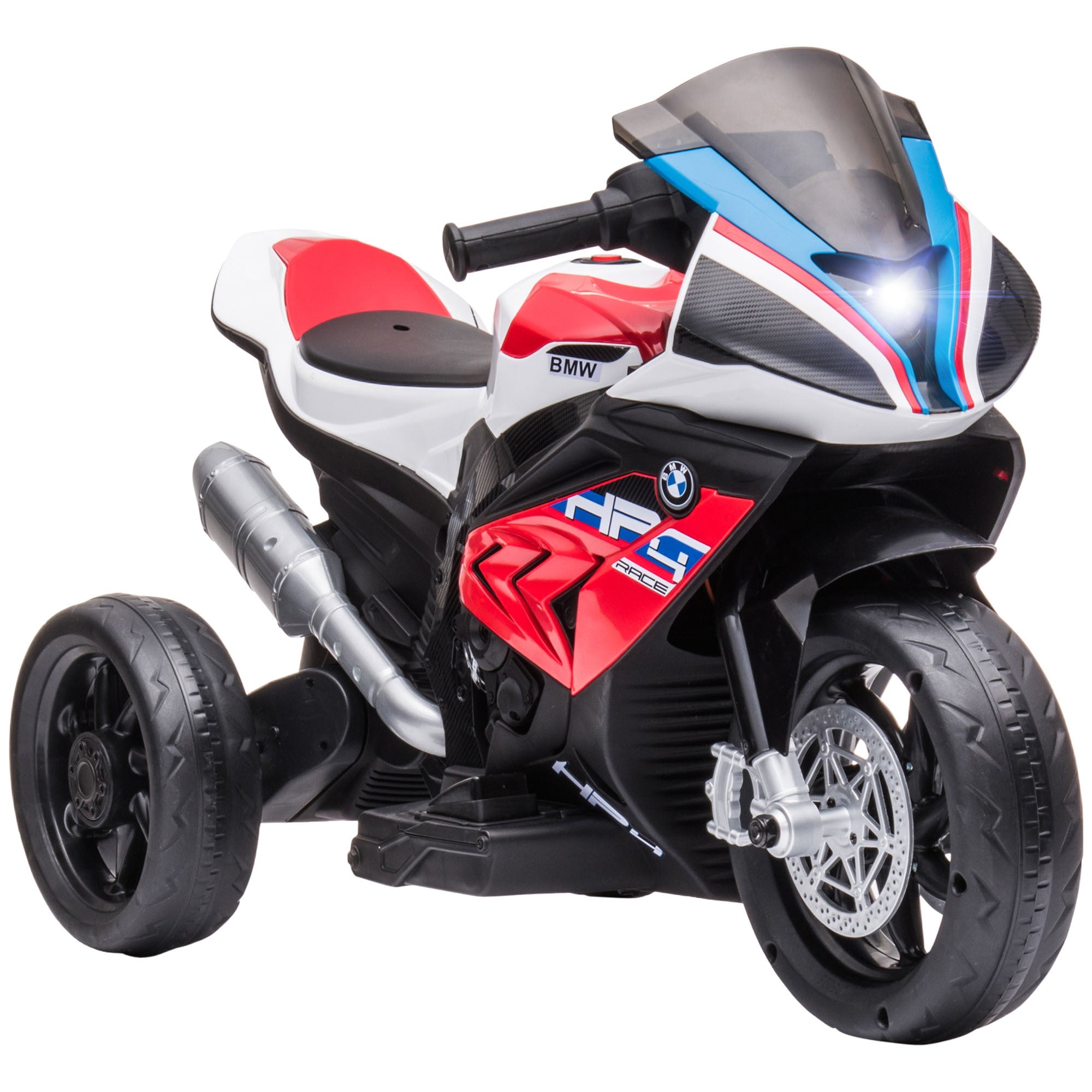 Licensed 6V Kids Ride on Motorcycle, Off-Road Battery Powered Three Wheels Dirtbike with USB, AUX, Music and Headlight for Toddler, Red