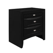 LUCILLE Black Nightstand with Spacious Drawers and Chambered Drawer Fronts in Walnut Brown Wood