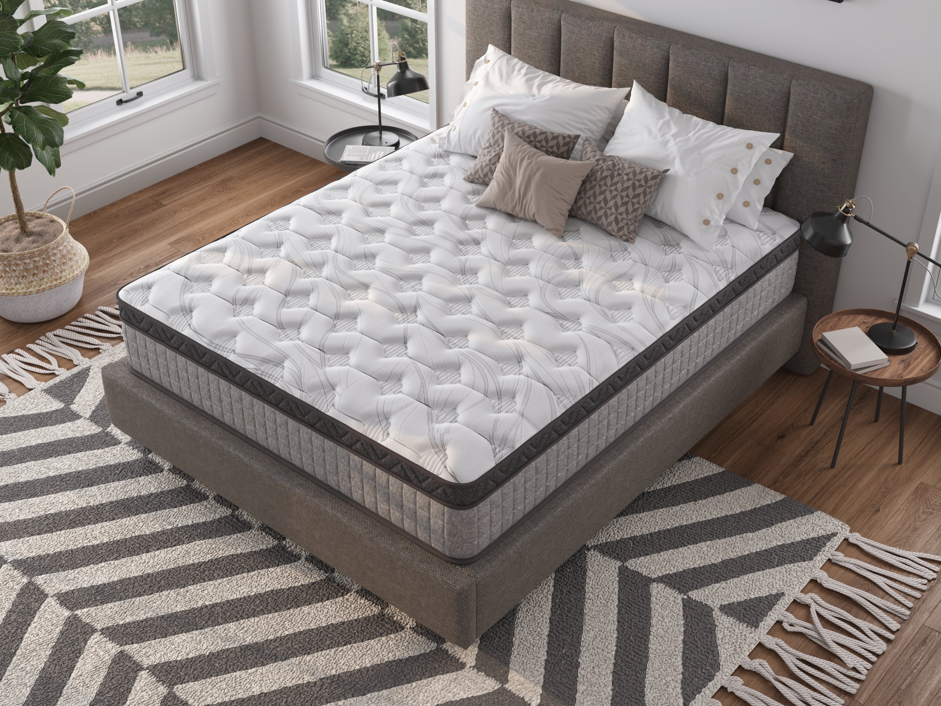 Assembled in USA - 10' Queen Diamond Innerspring Hybrid and Cooling Gel Memory Foam Mattress, Pressure Relief, and Motion Isolation, CertiPUR-US and Oeko TEX Certified