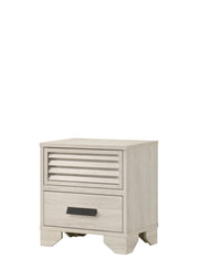 1pc Contemporary 2-Drawer Louvered Design Nightstand Finger Pull Hardware Bedroom Wooden Furniture Beige Finish
