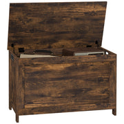 HOMCOM 29.9' Storage Chest w/ 2 Safety Hinges, Wooden Box, Rustic Brown