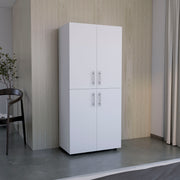 Armoire Wardrove 70' H, Double Doors, 6 Shelves, 2 Hanging Rods, White