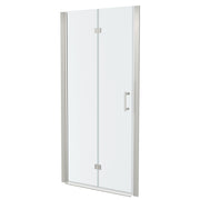 Frameless Bi-Fold Shower Door with Tempered Glass, Brushed Nickel, 30'W x 72'H