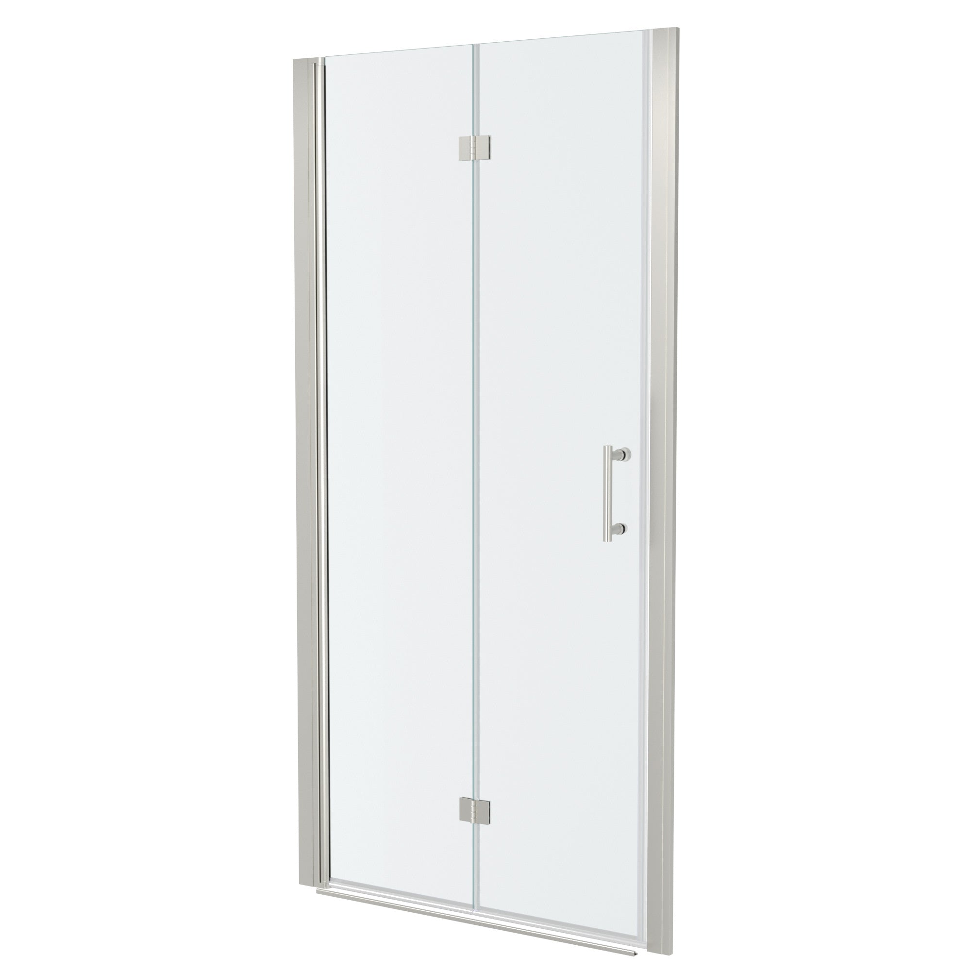 Frameless Bi-Fold Shower Door with Tempered Glass, Brushed Nickel, 30'W x 72'H