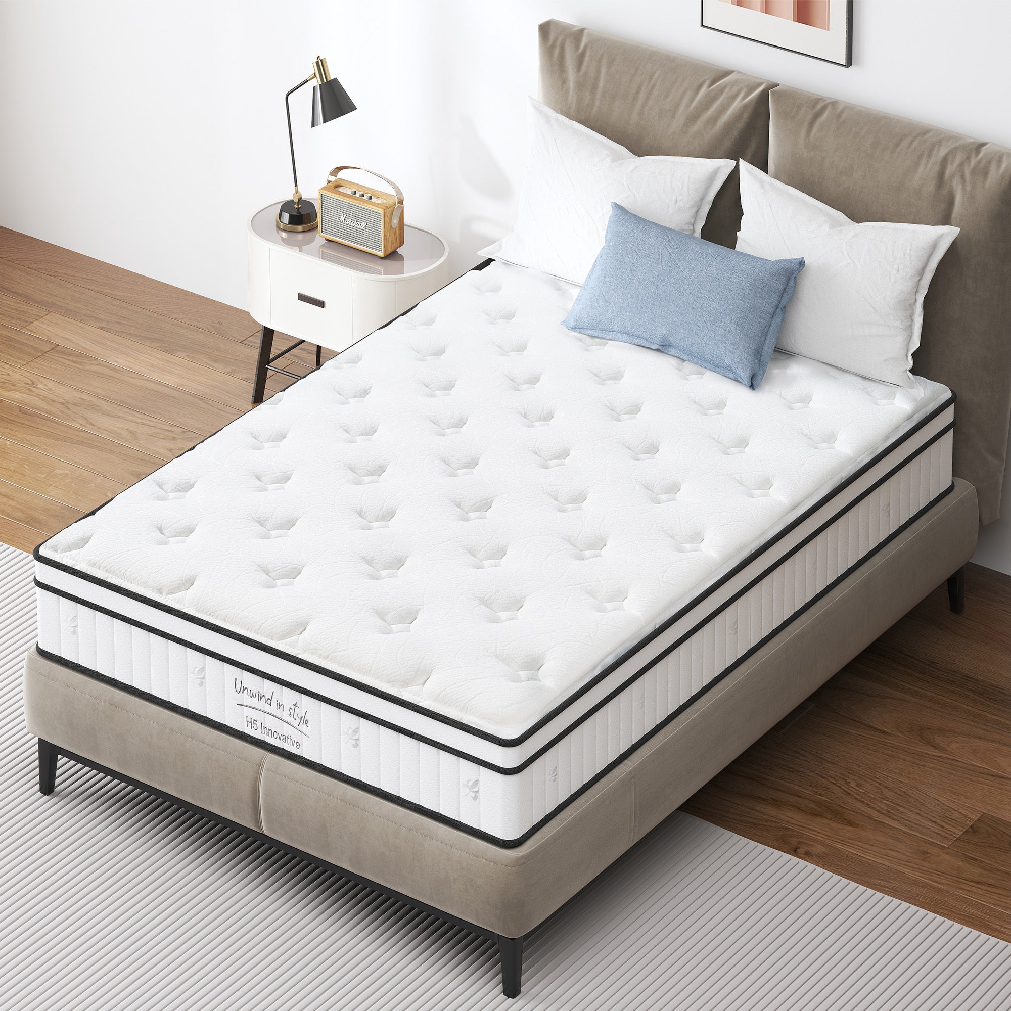 King Size Mattress,10 Inch Hybrid Mattress, Individually Pocketed Innerspring, Medium Firm