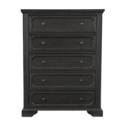 Traditional Design 5-Drawers Storage Chest 1pc Charcoal Finish Rustic Style Bedroom Furniture