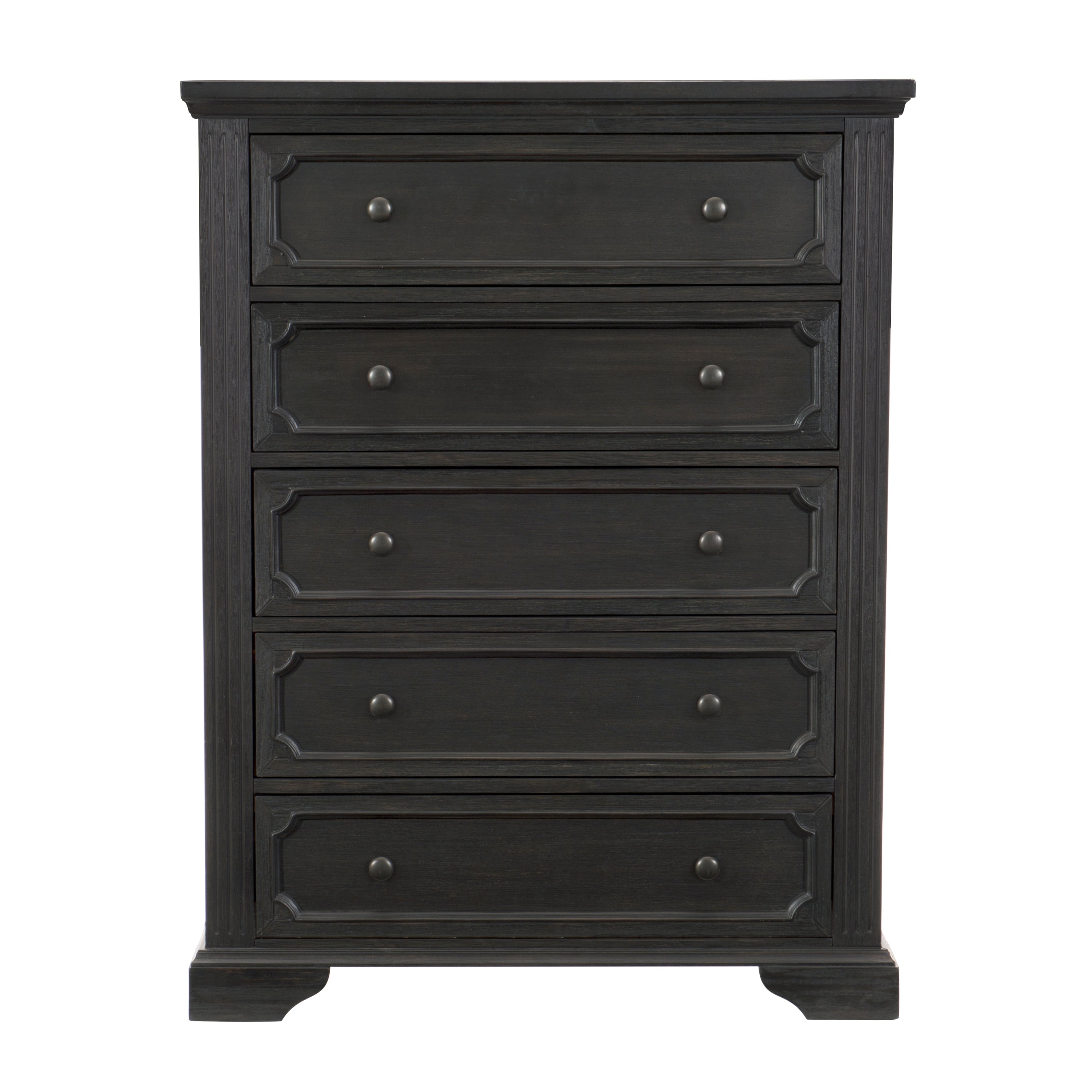 Traditional Design 5-Drawers Storage Chest 1pc Charcoal Finish Rustic Style Bedroom Furniture