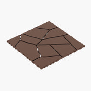 Stone Style 12' Patio Deck Tiles DIY Interlocking Floor Tiles Red Brown Polypropylene 44pcs