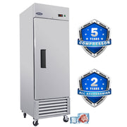 ORIKOOL 27' Commercial Freezer 23 Cu.ft with 1 Solid Door Reach-In Freezers Stainless Steel ETL Approved Upright Freeze Storage