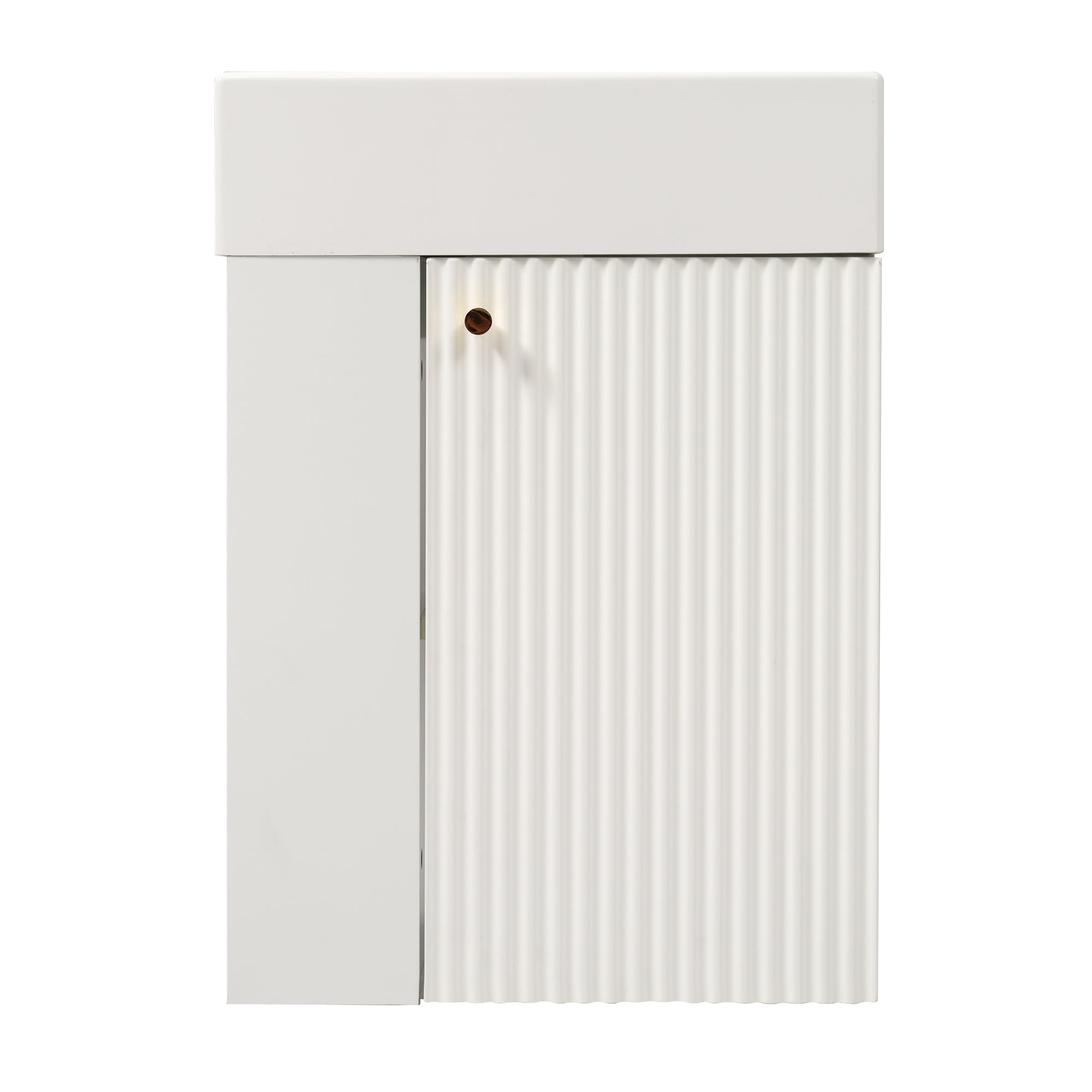 Modern Floating Bathroom Vanity with Resin Basin, Left Side Storage, 18.5 inch, White MDF