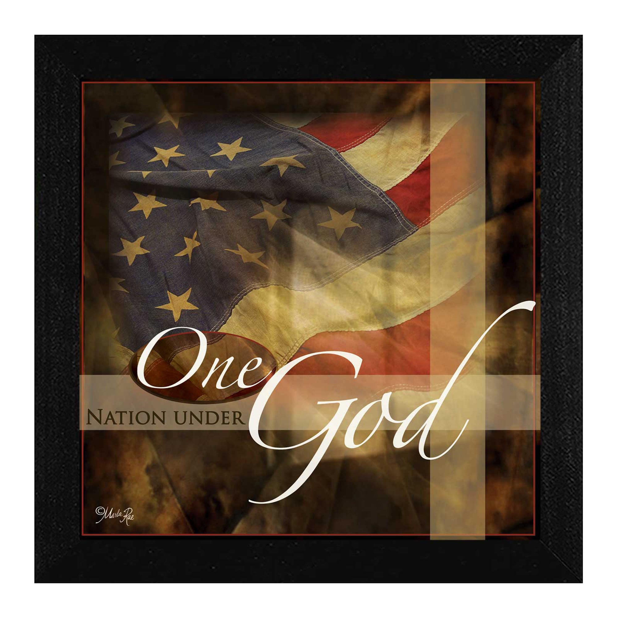 'One Nation Under God' By Marla Rae, Printed Wall Art, Ready To Hang Framed Poster, Black Frame
