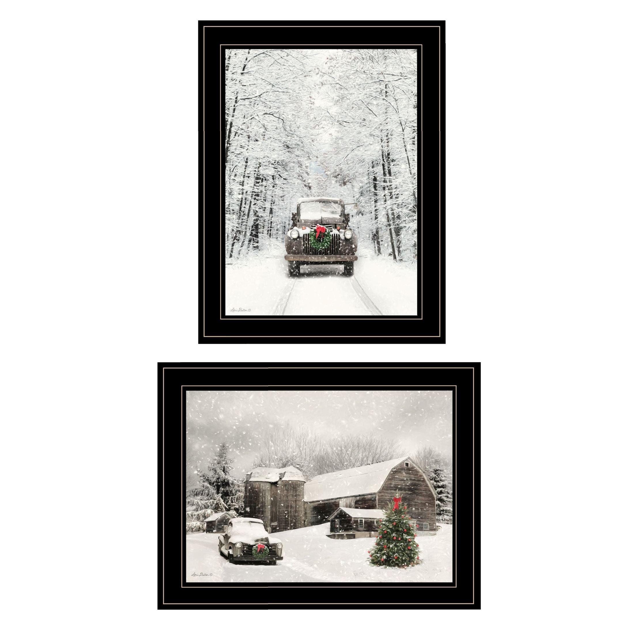'Antique Christmas' 2-Piece Vignette by Lori Deiter, Black Frame