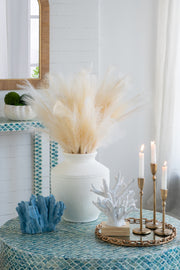 D12x14' Round Terracotta Vase with Natural White Finish