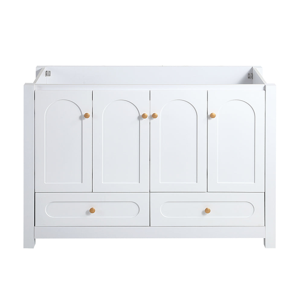 48' White Bathroom Vanity   Abundant Storage Cabinet -4 Soft close doors and 2 drawers (excluding the ceramic basin)