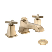 Two Handle Widespread High-arc Bathroom Faucet with Drain Assembly, Brushed Gold