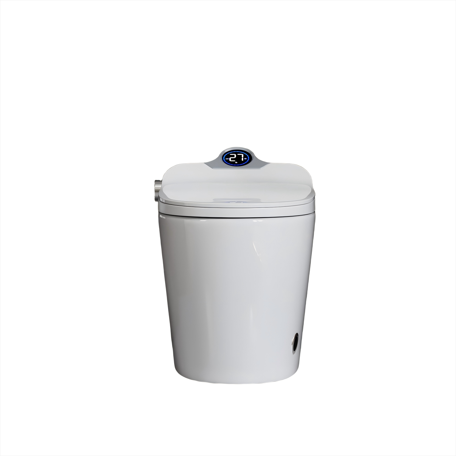 Smart Toilet Bidet Combo with Foot Sensor, LED Display, Heated Seat and Airflow, Ceramic White