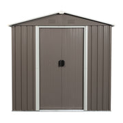 Gray Outdoor Metal Storage Shed 6ft x 5ft with Sliding Doors and Robust Iron Construction