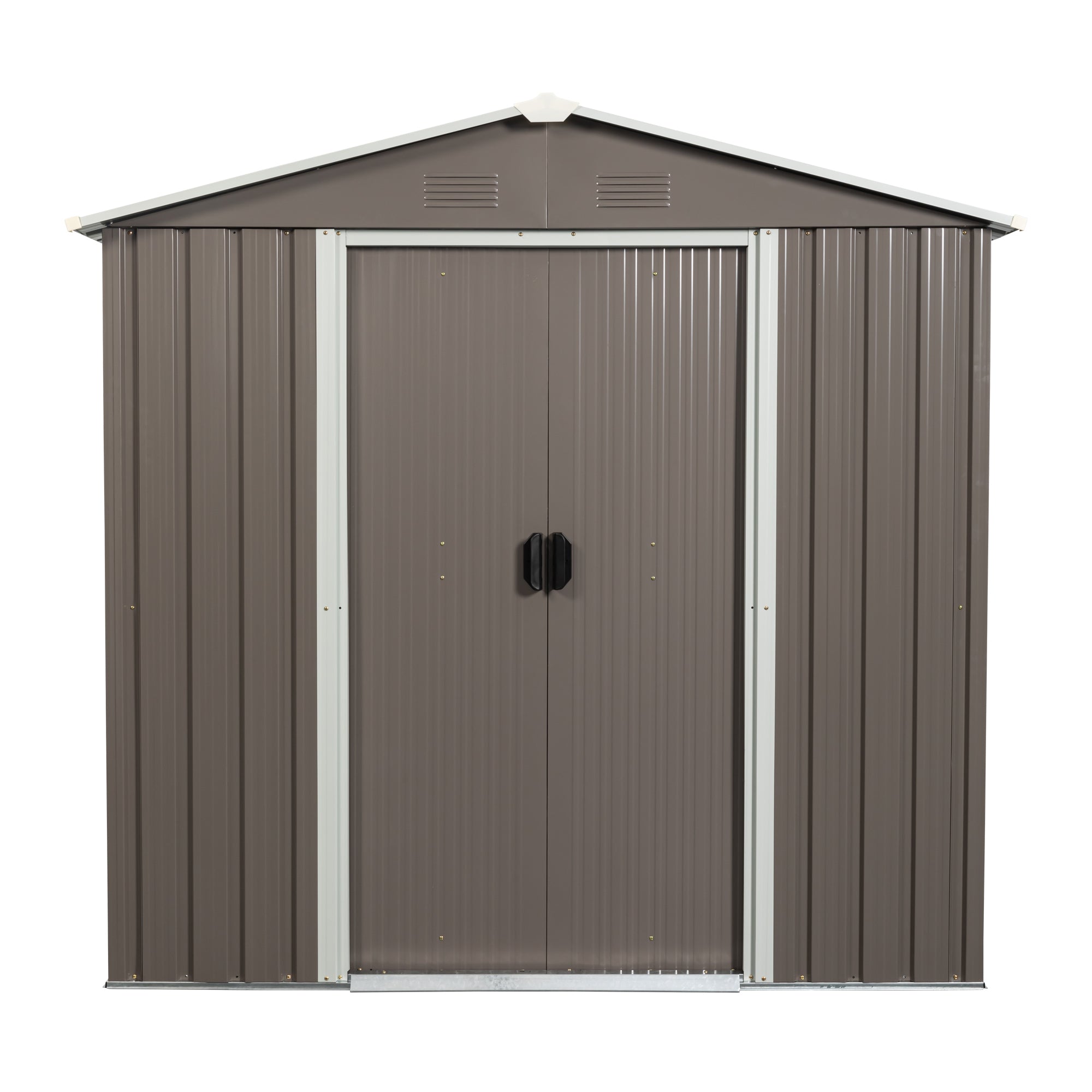 Gray Outdoor Metal Storage Shed 6ft x 5ft with Sliding Doors and Robust Iron Construction