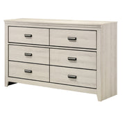 1pc Rustic Contemporary Dresser Beige White Finish Six Storage Drawers Wooden Bedroom Furniture