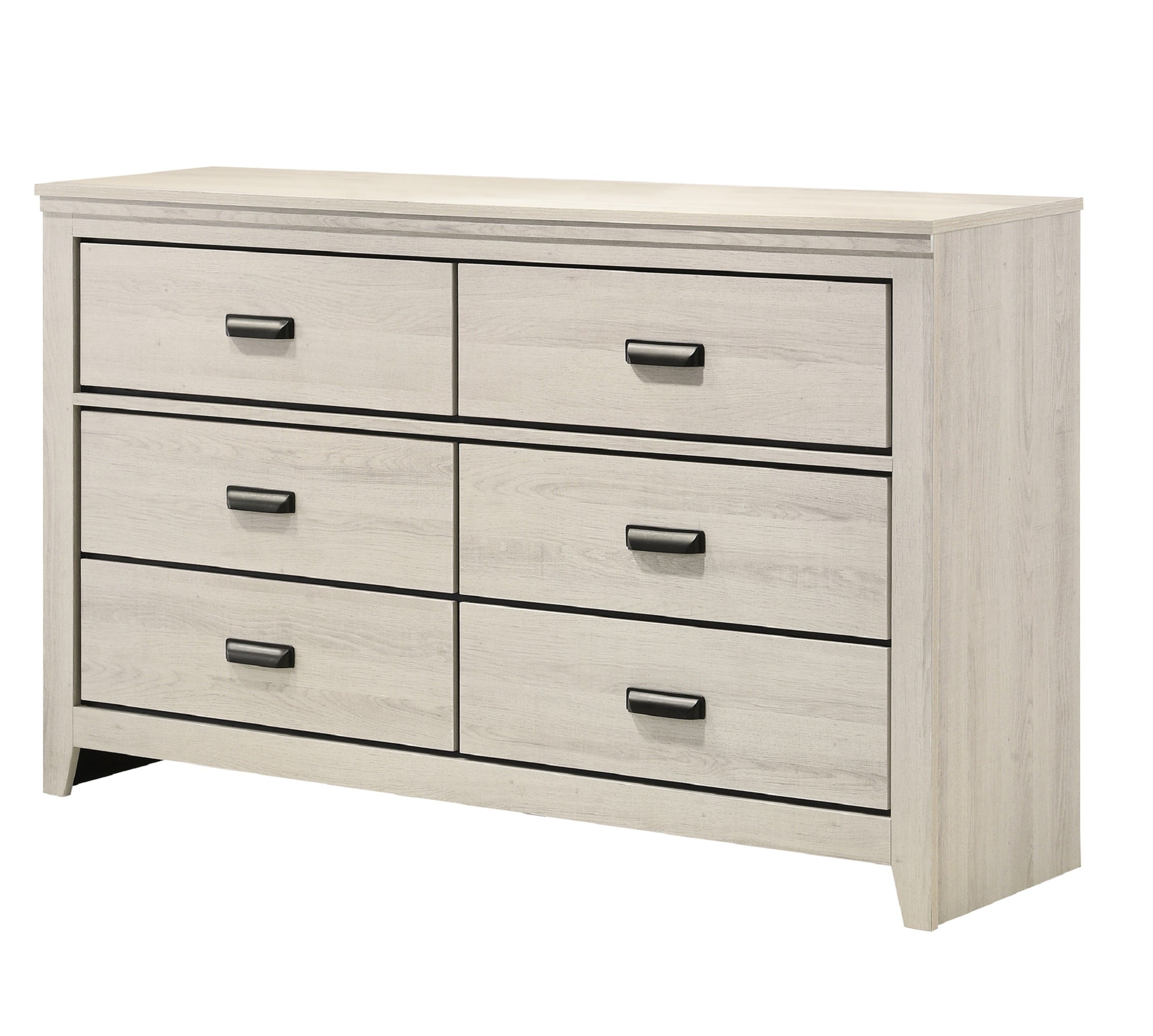 1pc Rustic Contemporary Dresser Beige White Finish Six Storage Drawers Wooden Bedroom Furniture