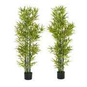 5' Artificial Bamboo with Black Plastic Pot, Set of 2