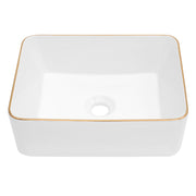 Elegant White Ceramic Rectangular Vessel Bathroom Sink, 19x15 Inch, Modern Design