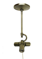 Antique Brass Color Pendant Light Fixture for 3 Lights, Vintage Ceiling Hanging Light Fixture with Fabric Cord for Home Lightning