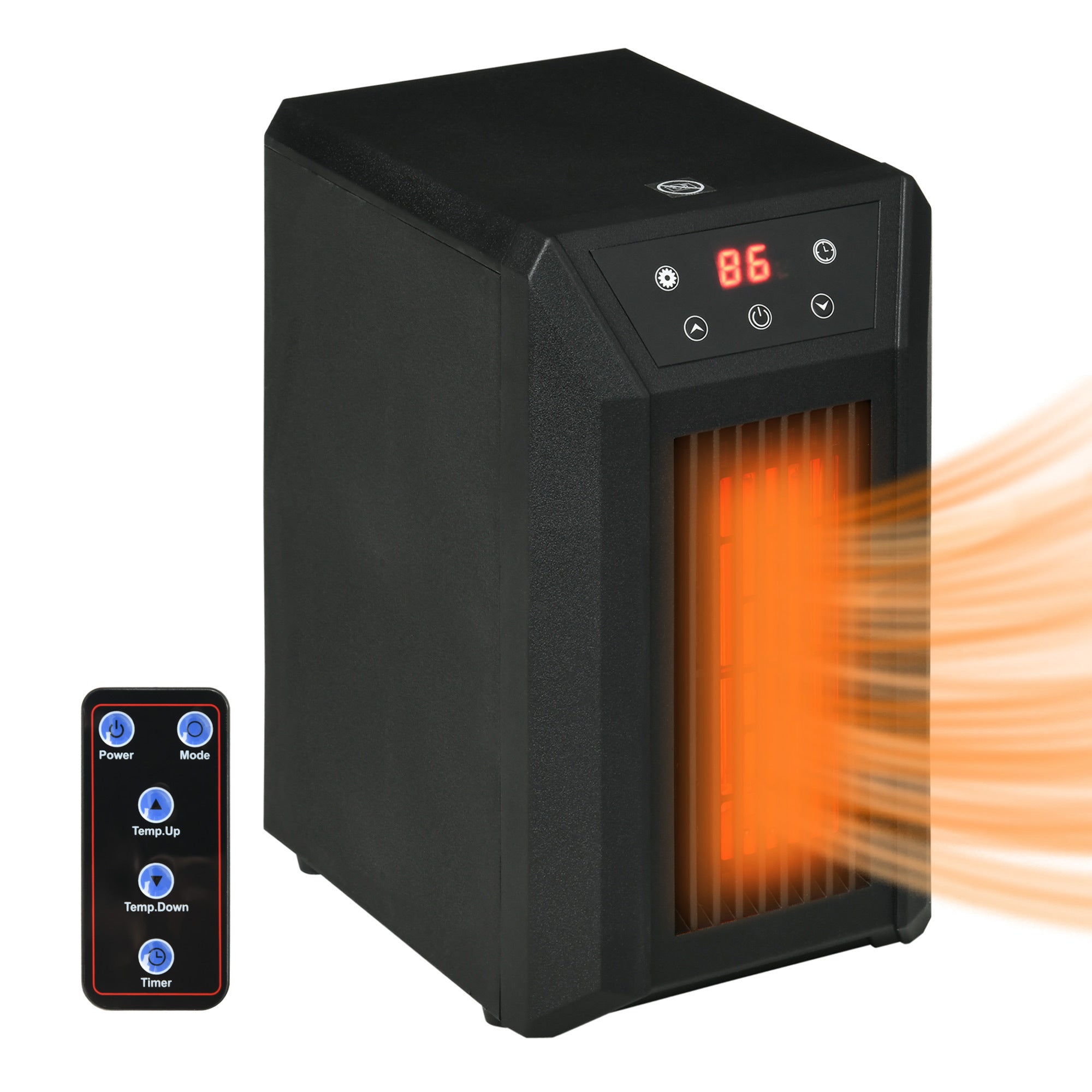 Electric Space Heater for Indoor Use, 1500W Fast Heating Portable Electric Heater with Infrared Quartz Heat Element, Thermostat, 3 Modes, Remote, 12h Timer