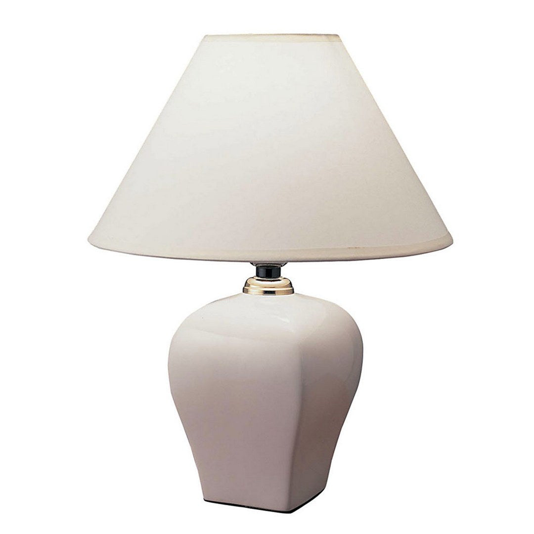 13' Tall Ceramic Table Lamp, Urn-Shaped with Ivory finish, Linen Shade