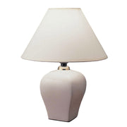 13' Tall Ceramic Table Lamp, Urn-Shaped with Ivory finish, Linen Shade