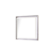 Fabio Contemporary Style Mirror Made with Diamond-Patterned Side Accents with LED Lighting and Wood in White Finish(INCLUDES ONLY MIRROR)  same as B009P309319 (CA inventory)