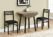 Dining Table Set, 3pcs Set, Small, 35' Drop Leaf, Kitchen, Black Metal, Brown Laminate, Contemporary, Modern
