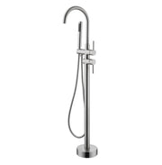 Floor Mounted Tub Faucet High Flow Freestanding Tub Filler Faucet with Handheld Shower Head and Swivel Spout